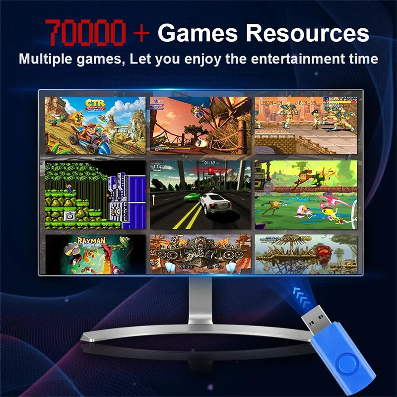 Plug&Play on TV Retro Gaming Device Loaded 70000+ Games for Wii PS2 DC PSP NGC N64 500G X8 Console Win11 Children's Gift