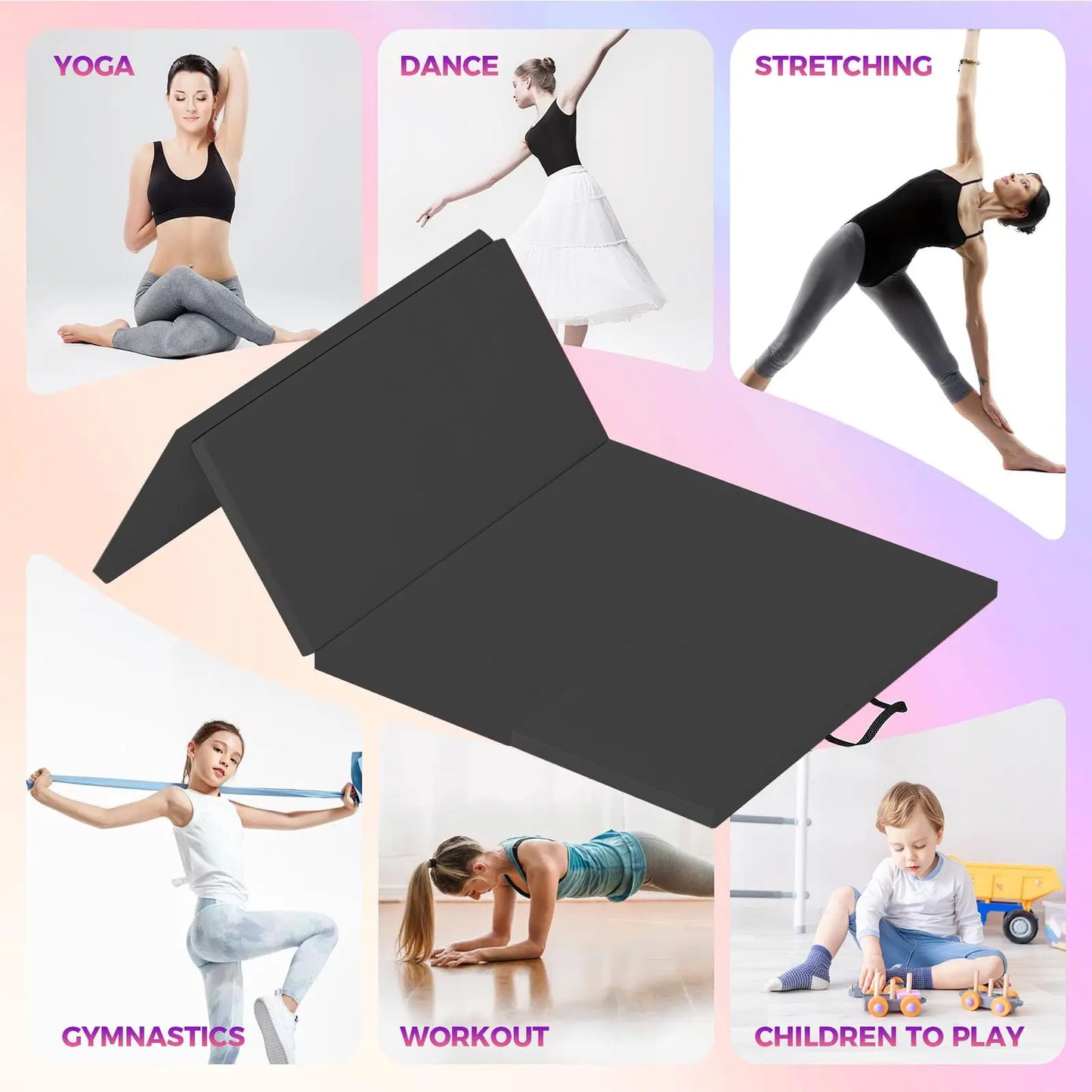 Gymnastics Mat,4-/5-fold Exercise Mats, Gymnastics Tumbling Mats, Thick Portable Home Gym Floor Pad for Yoga, Pilates, Aerobics