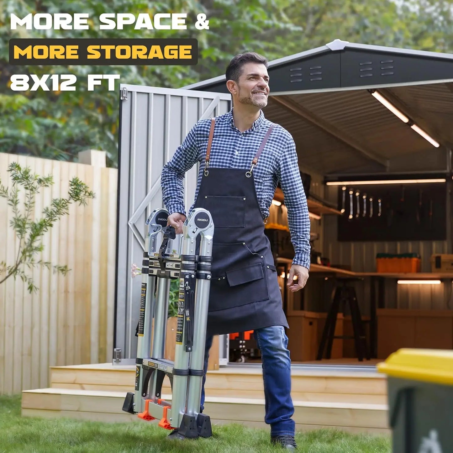 8x12FT Outdoor Metal Storage Shed Updated Frame Tool Backyard Garden Patio Lawn, Customized