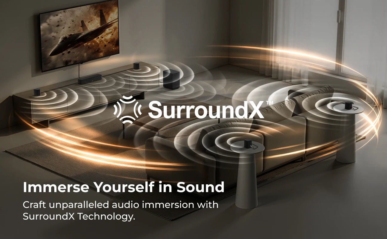 ULTIMEA Aura S4T 350W 7.1ch TV Soundbar with 4 Surround Speakers, Surround Sound System with Subwoofer, App Control, HDMI ARC