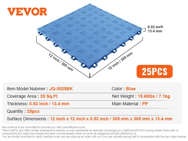 Garage Tiles Interlocking Garage Floor Covering Tiles Non-Slip Double-Sided Texture for Garages Basements Repair Shops