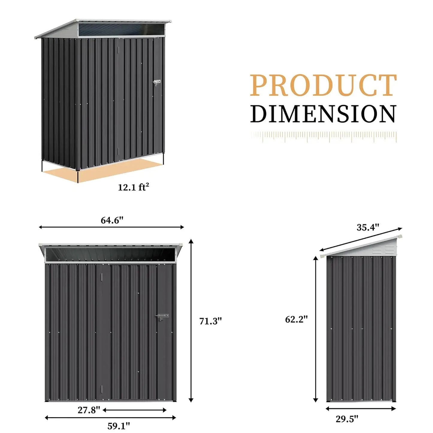 5x3x6FT Metal Outdoor Storage Shed Large Window Lockable Door Anti-Corrosion Waterproof Tool Backyard Patio Lawn, Customized