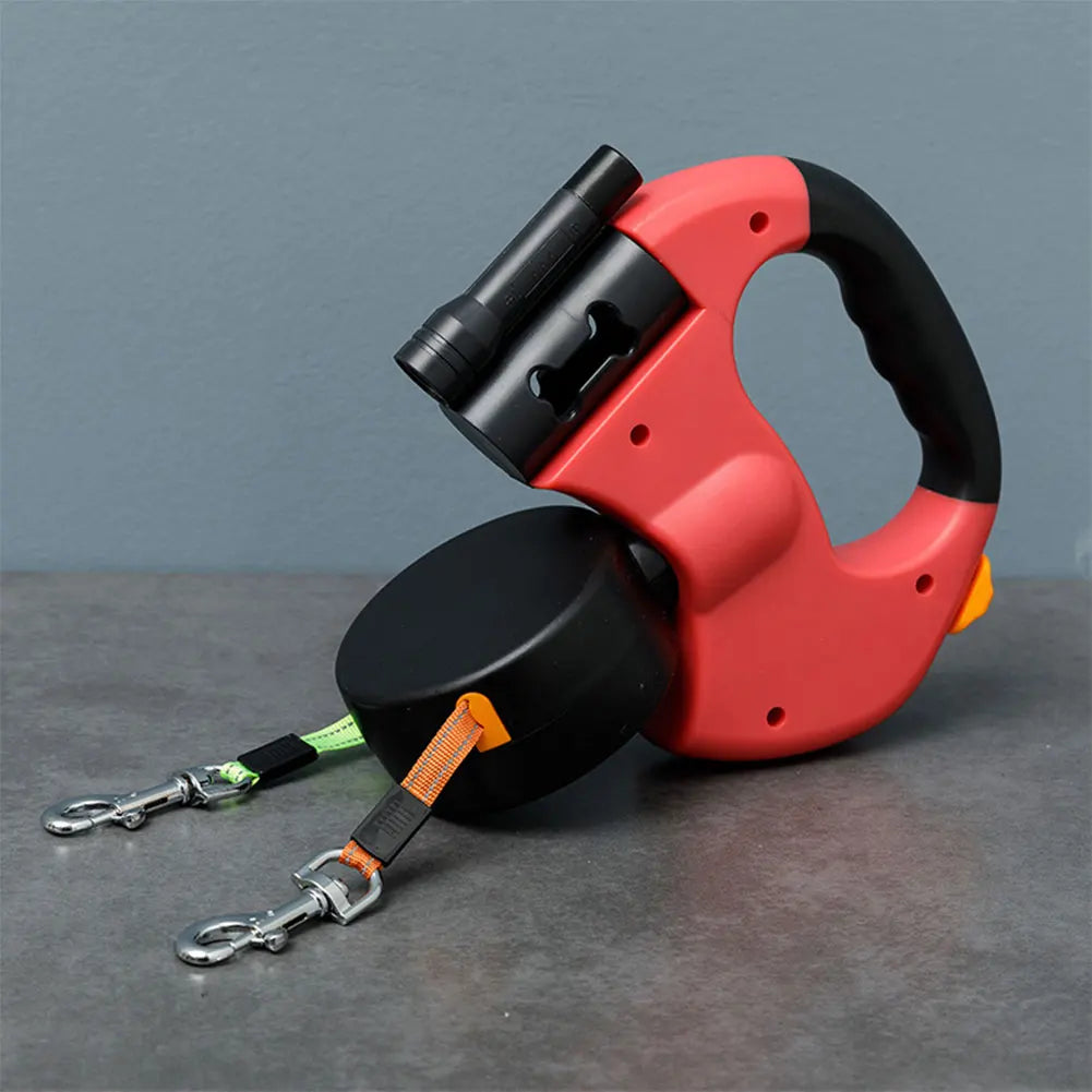 Double Headed Dog Leash Traction Rope 360 Degree Swivel Dual Pet Leash Retractable Dog Leash for Small Medium Dogs