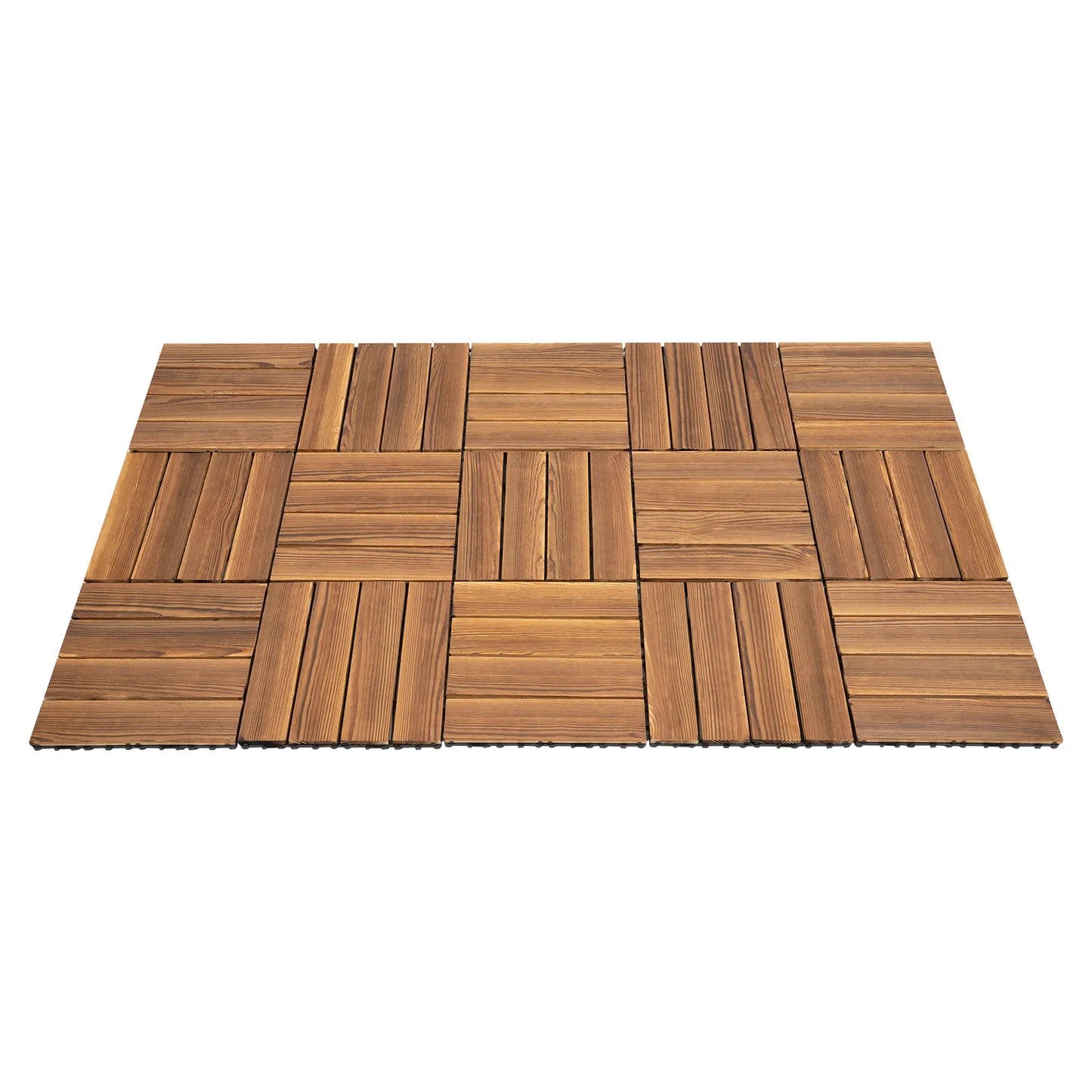 12''x12'' 36Pcs Patio Deck Tiles Wood Plastic Composite Interlocking Decking Tiles for Indoor & Outdoor Waterproof Brown