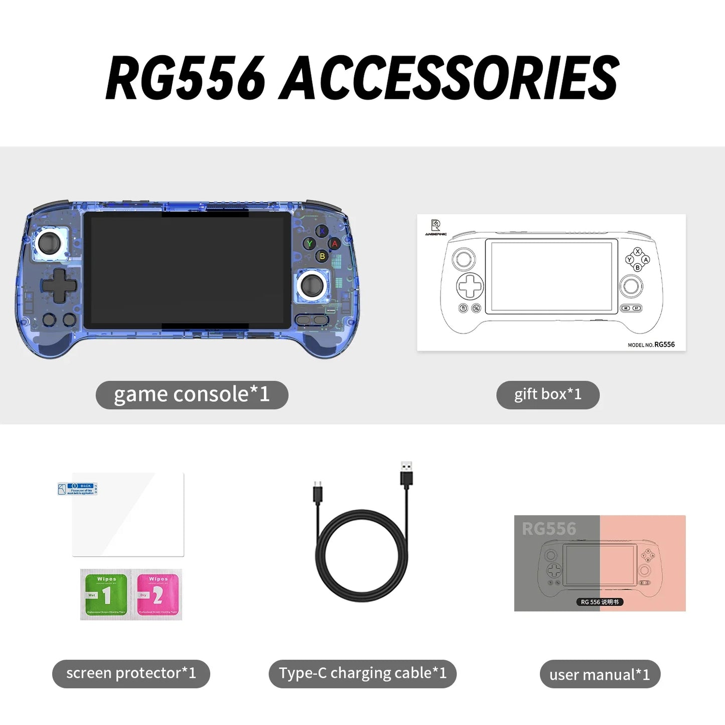RG556 Retro Handheld Game Android 13 5.48 inch Touch OLED Screen Support DP WiFi Bluetooth Hall Rocker Battery 5500mAh