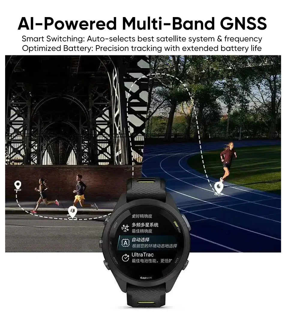 Garmin Forerunner 265 GPS 46mm Smartwatch 1.3" AMOLED Touchscreen Display Heart Rate Monitoring Training Metric Message Notice