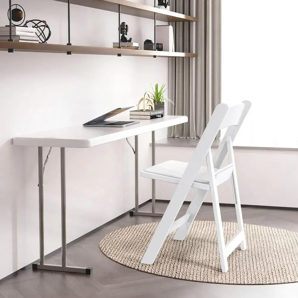 Patio Chairs Set of 4, Resin Folding Chairs with Cushion, Foldable Plastic Chair with Comortable Padded Seats, Outdoor Furniture