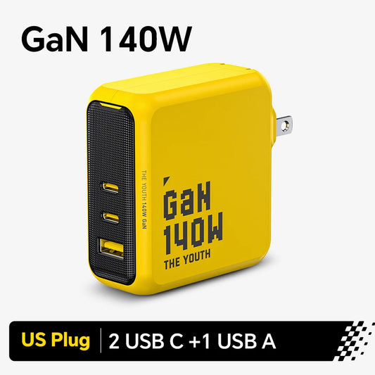 Youth 140W GaN Charger PD3.1 3-Port Type C Quick Charge For Macbook Pro Laptop USB Fast Charger For iPhone 16 Xiaomi Tablet