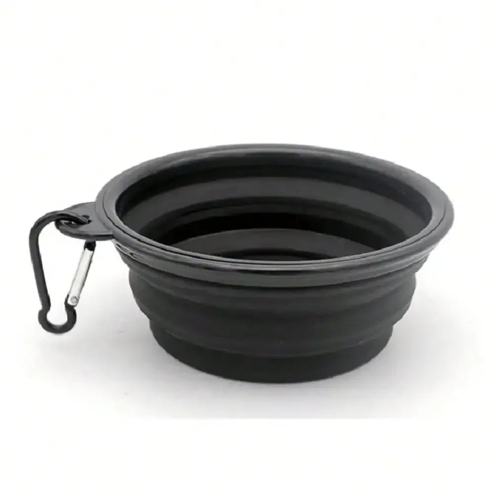2026 Folding Portable Silicone Dog Feeder Bowl 2 In 1 Pet Dispenser Outdoor Travel Dog Cat With Carabiner Bottle Food Water Container