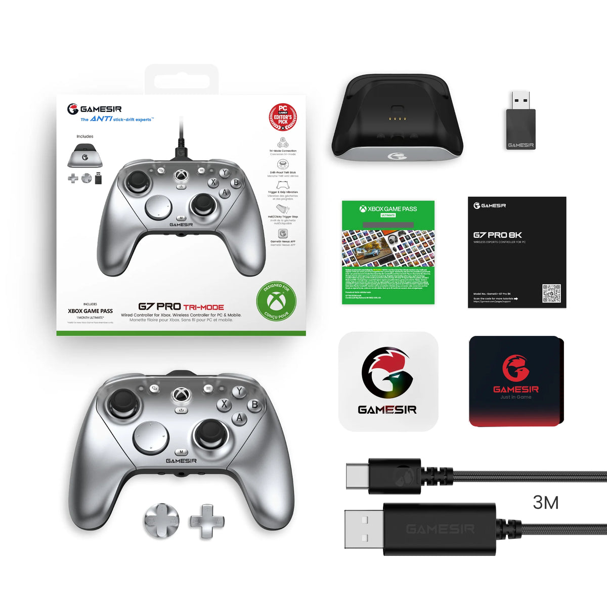 G7 Pro Wired Xbox Controller with Smart Charging Station, Hall Effect, Gyro, 3.5mm Audio Jack, 1000Hz Polling Rate