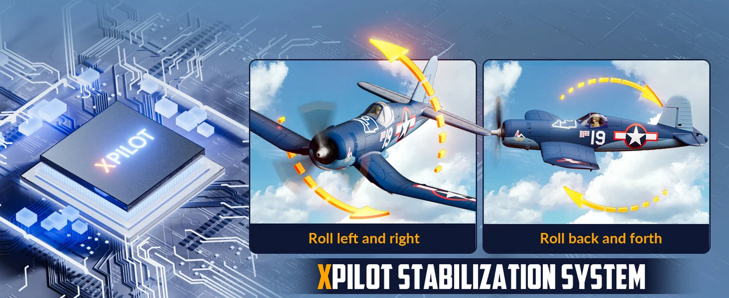 Volantexrc Brushless RC Plane F4U 4 Channel Remote Control Airplanes with 6-Axis Gyro 3 Modes & Aerobatics 2.4GHz Radio Controlled Aircraft for Beginners & Adults 768-3