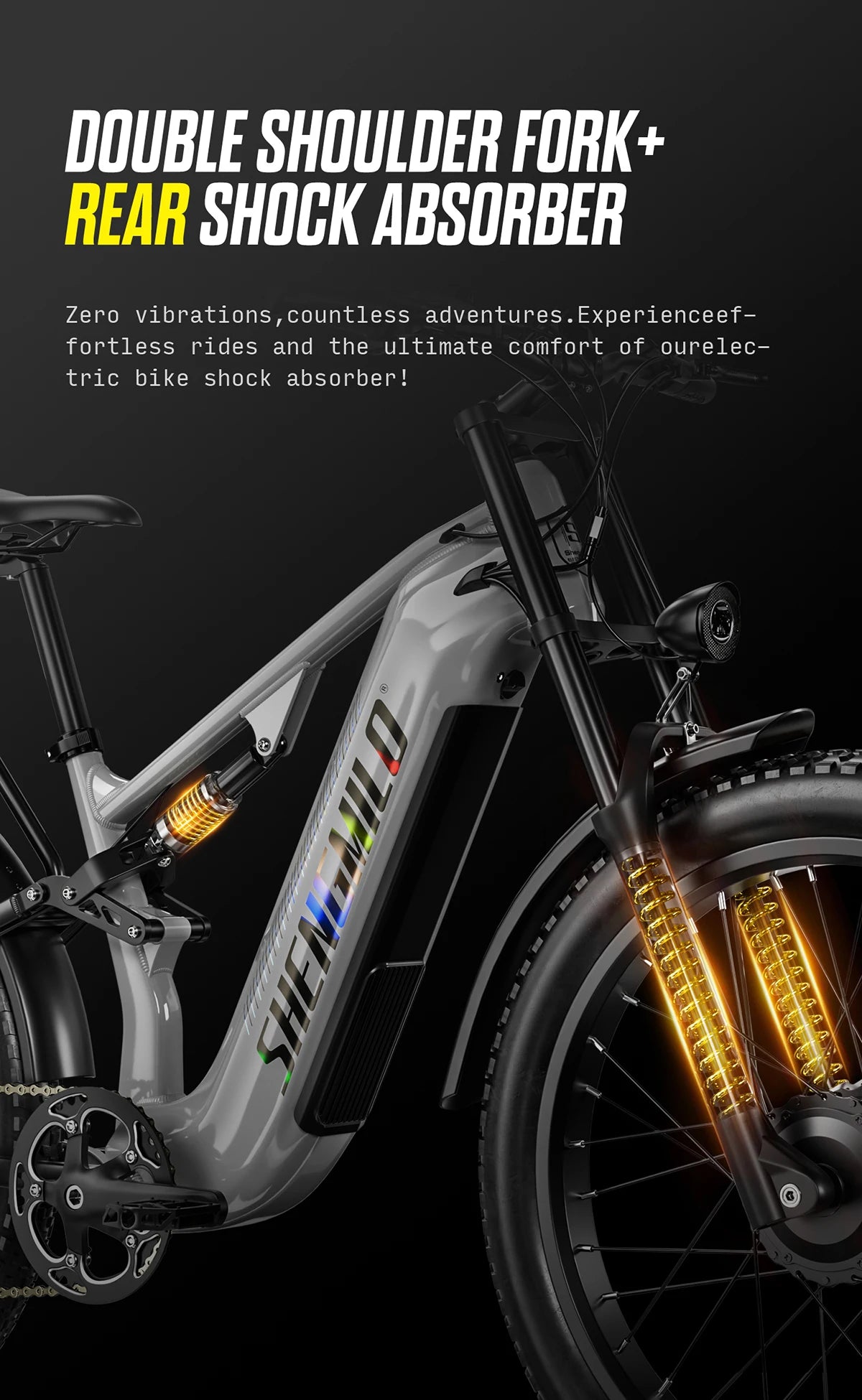 Shengmilo S600 26 inches adult electric mountain bike, 2000W dual motor ebike 7-speed electric bicycle，Fat Tire ebike17.5ah