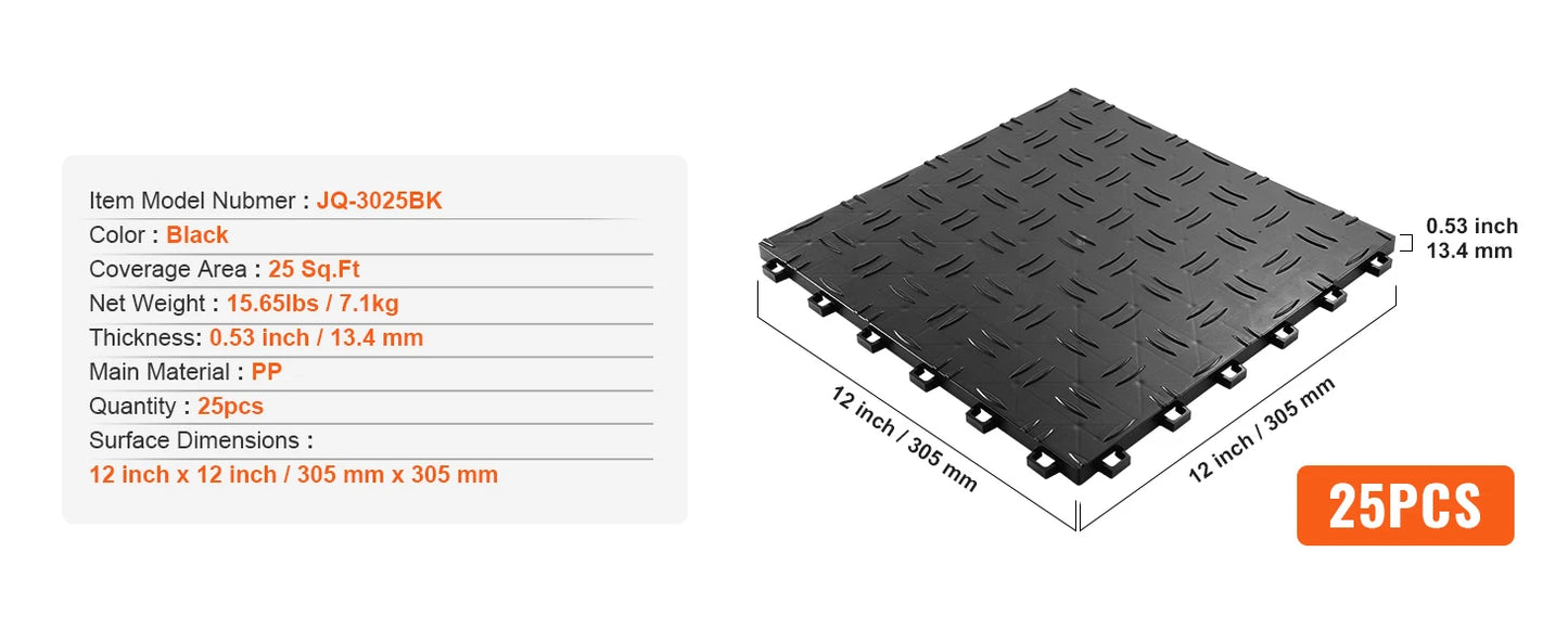Garage Tiles Interlocking Garage Floor Covering Tiles Non-Slip Double-Sided Texture for Garages Basements Repair Shops