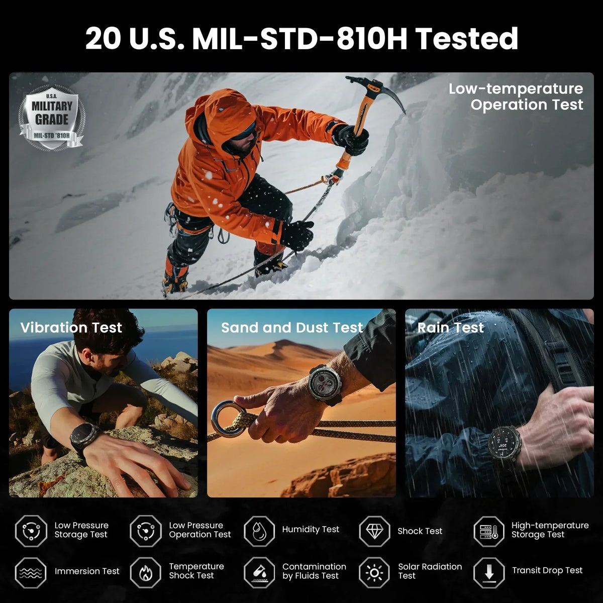 T4 Smart Watch for Men 6-Sat GPS Offline Maps 10ATM Waterproof Heart Rate Diving Skiing Hiking for Android iOS