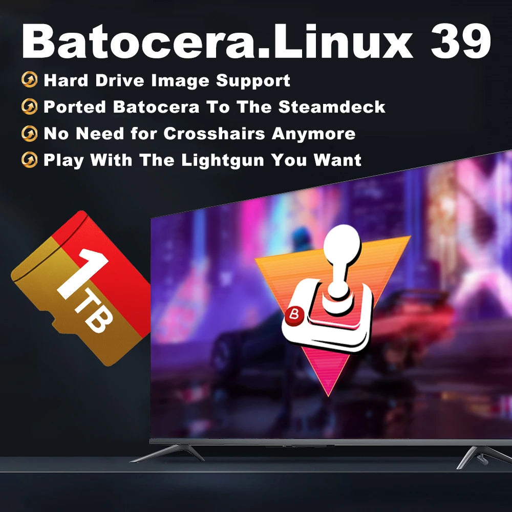 1TB Game TF Card for Steam Deck/Wins Handheld Latest Batocera 39 OS Retro Game Console with 61200 Games for PS3/PS2/PS1/PSP/MAME