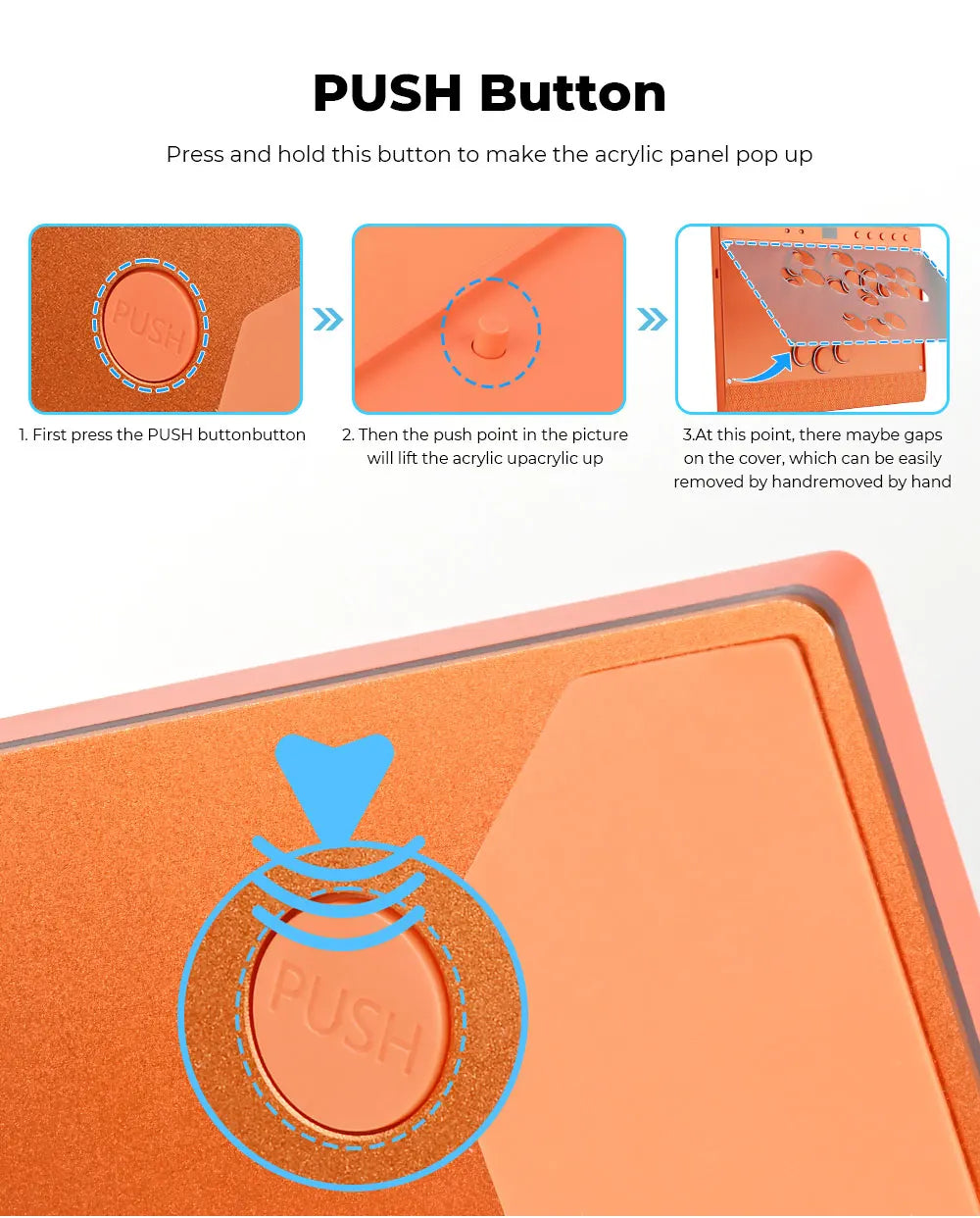 New C16 Orange Magnetic Stickless Arcade Stick Leverless Hitbox Controller for For PC/PS4/PS5/Switch Leverless Stick