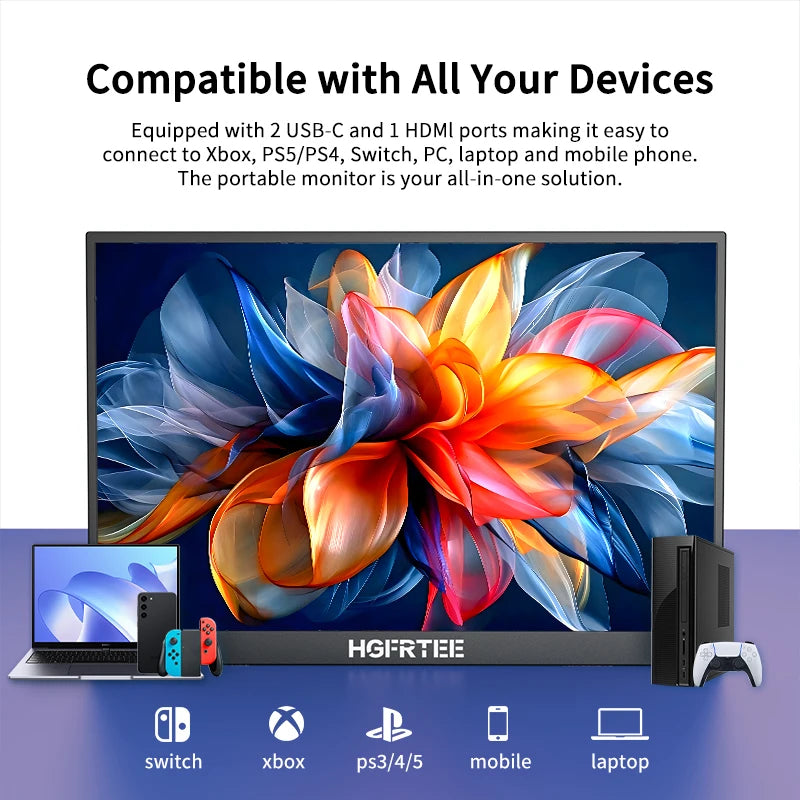Portable Monitor 18.5 Inch Computer Gaming Display 100Hz 100% sRGB FHD 1080P Screen for Laptop Holiday Gift PC PS4/PS5