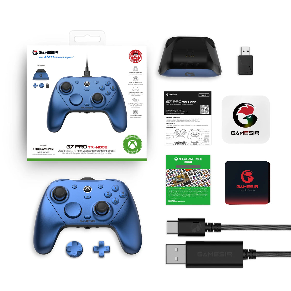 G7 Pro Xbox Series X|S Controller with TMR Sticks, Hall Effect Triggers, Magnetic Faceplates, Gyro, Smart Charging Dock