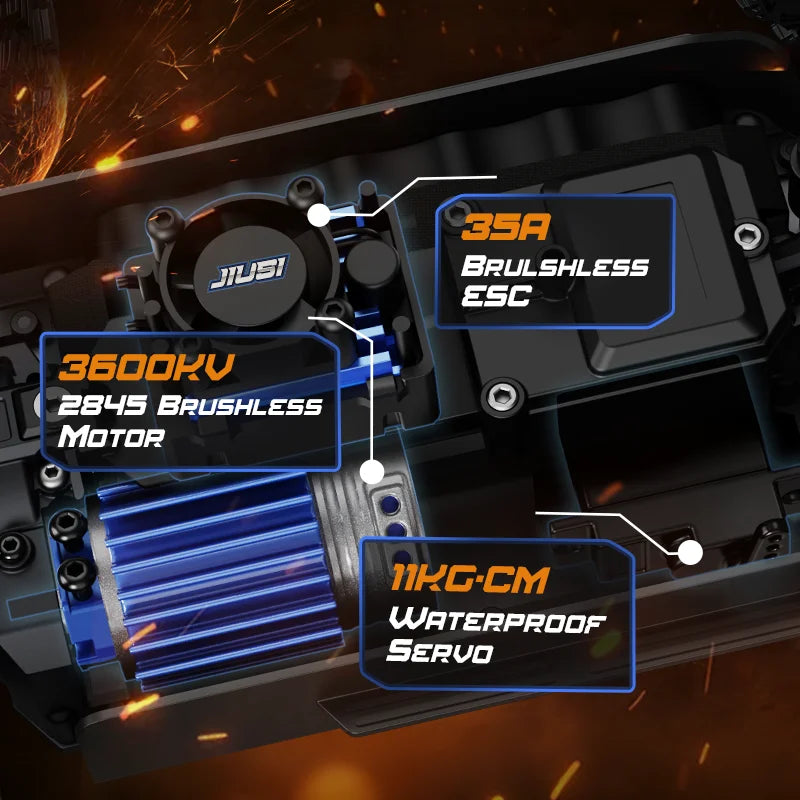 PT14R 1/14 RC Car 80km/h High Speed Off-road RC Truck Brushless 2.4G Remote Control 4WD 3S 35C 2200mAh