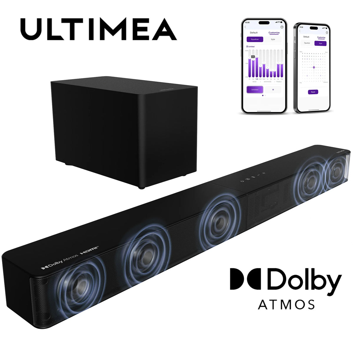 M60 Boom 5.1ch Soundbar with Dolby Atmos, 340W Home Theater System with 5.25" Wired Subwoofer, APP Control