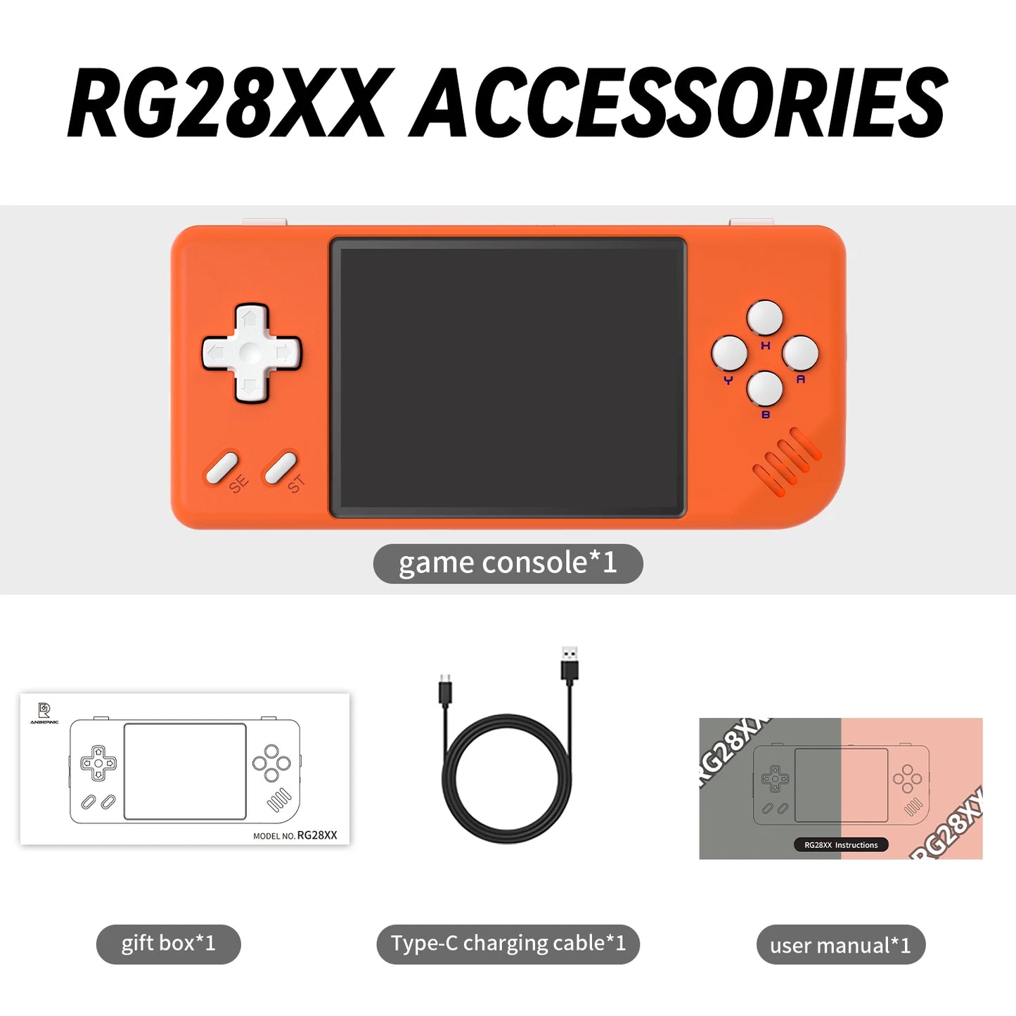 RG28XX Handheld Game Console 2.83'' IPS Screen Video Output Portable Video Player Ebook Reader Player Gifts Mini