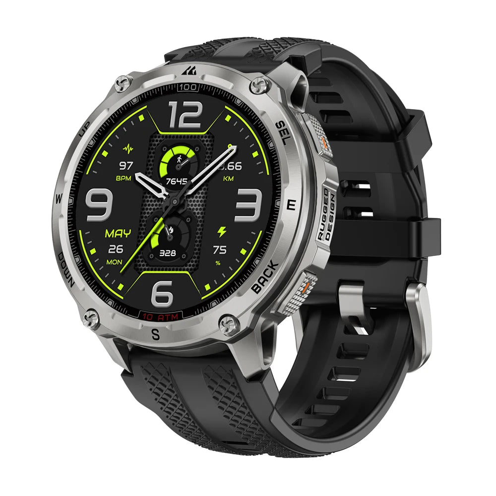 T4 Smart Watch for Men 6-Sat GPS Offline Maps 10ATM Waterproof Heart Rate Diving Skiing Hiking for Android iOS