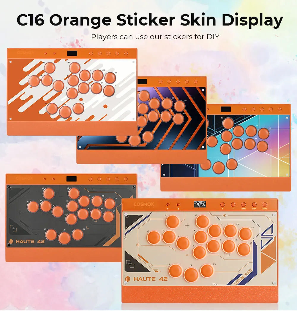 New C16 Orange Magnetic Stickless Arcade Stick Leverless Hitbox Controller for For PC/PS4/PS5/Switch Leverless Stick