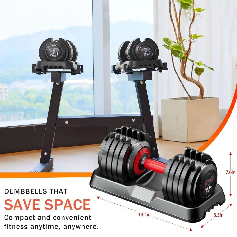 Adjustable Dumbbell Set, 10-in-1 25LB/55LB Ajustable Dumbbells with Safe Locking System, Enclosed Storage Tray, Customized