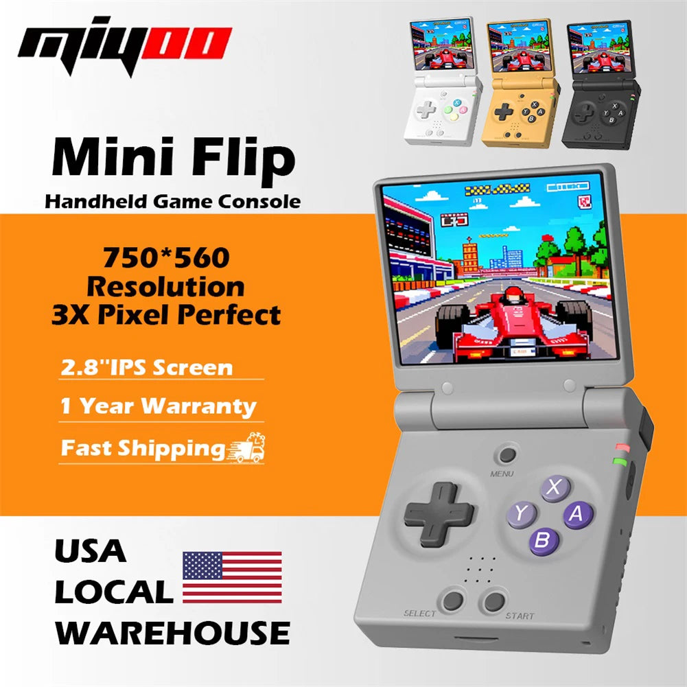 Mini Flip Retro Handheld Game Console With New Hinge 2.8 inch IPS Screen Portable Video Game Players Consoles Classic Gaming Emulator Childhood Gifts