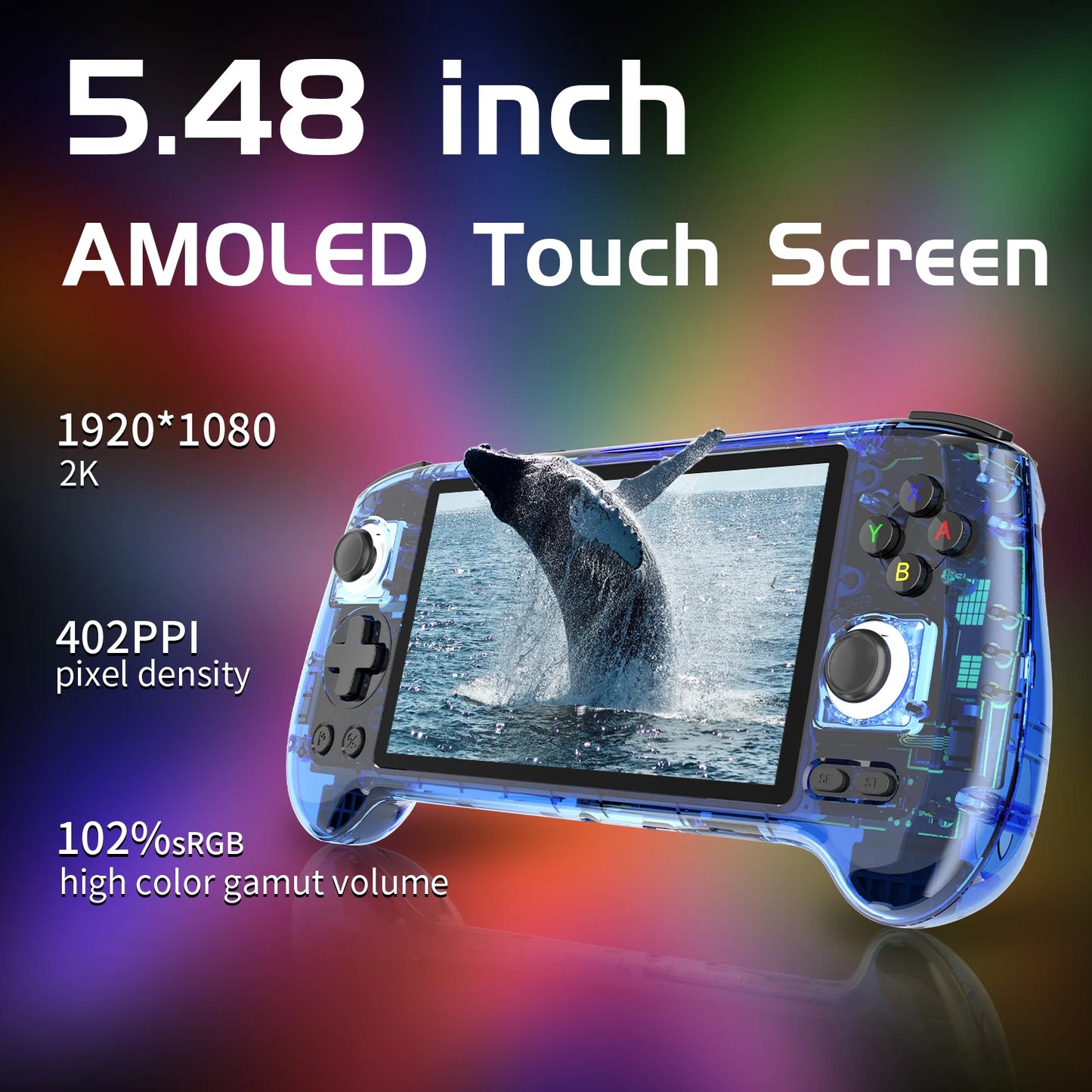 RG556 Retro Handheld Game Android 13 5.48 inch Touch OLED Screen Support DP WiFi Bluetooth Hall Rocker Battery 5500mAh