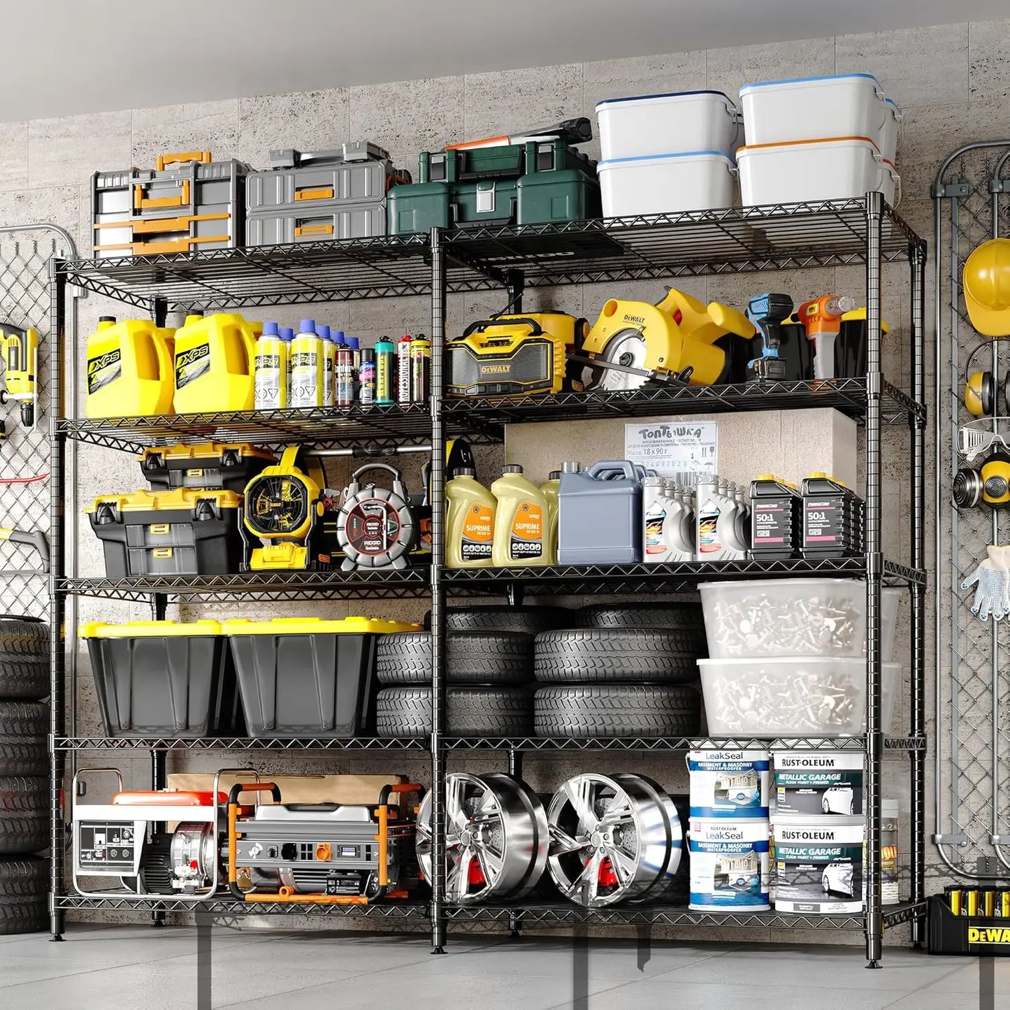 Heavy Duty Storage Shelves 4/5 Tiers Metal Shelving Unit Adjustable Organization Pantry Shelves for Kitchen Garage Commercial
