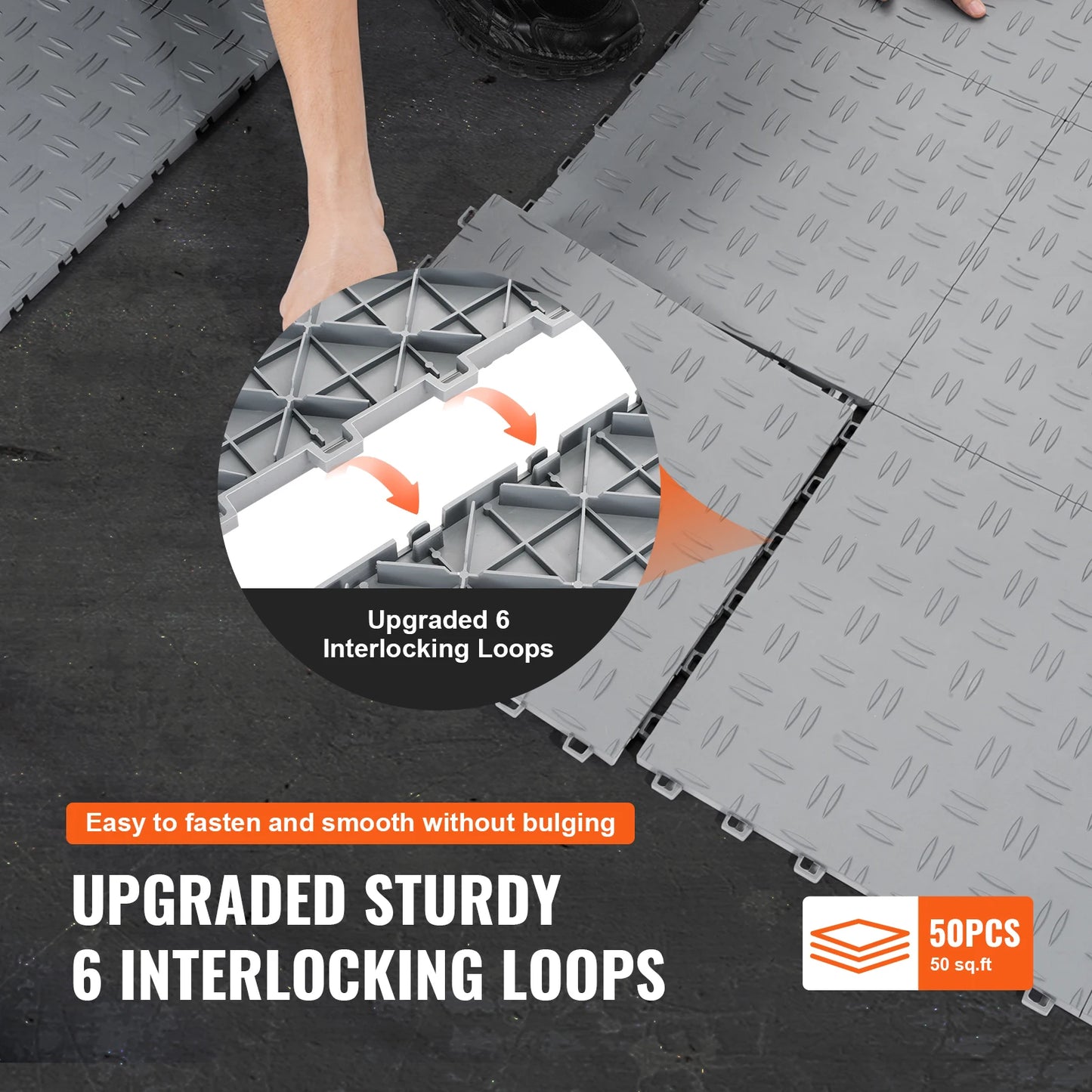 Garage Tiles Interlocking Garage Floor Covering Tiles Non-Slip Double-Sided Texture for Garages Basements Repair Shops