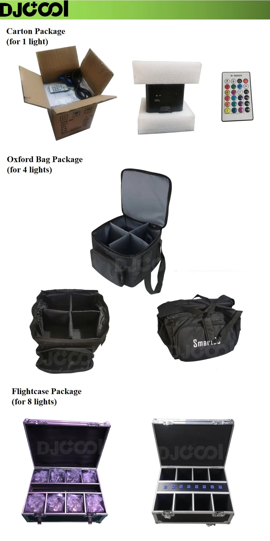 4pcs LED Battery Powered Par Light with bag or 8pcs 6*18w RGBWAUV 6in1 Light with Flightcase Auto/Sound/DMX/Wifi/APP/Remote