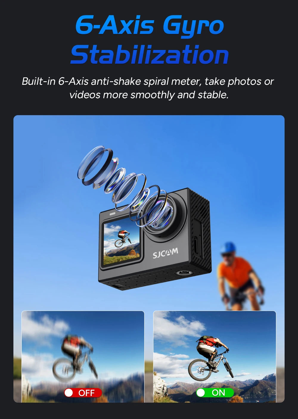 SJCAM SJ6 Pro 4K Dual Screen Action Camera Waterproof Touch Screen Sport Cam WiFi Night Vision 6-Axis Gyro Stabilization