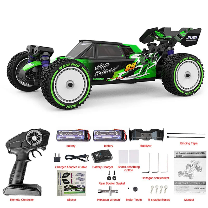JIUSI 1/12 4WD WB12 Pro Rc Car 4x4 Off-Road Rc Truck Brushless 3600KV 80km/h High-Speed 2.4G Remote Control 3S 35C 2200mAh Toy Car Rc Cars For Adults Local Shipping From US