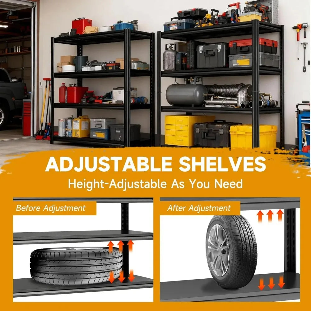 Metal Garage Shelving Unit, Heavy Duty Garage Storage Shelves, Adjustable Shelf for Warehouse, Kitchen, Basement,, Customized