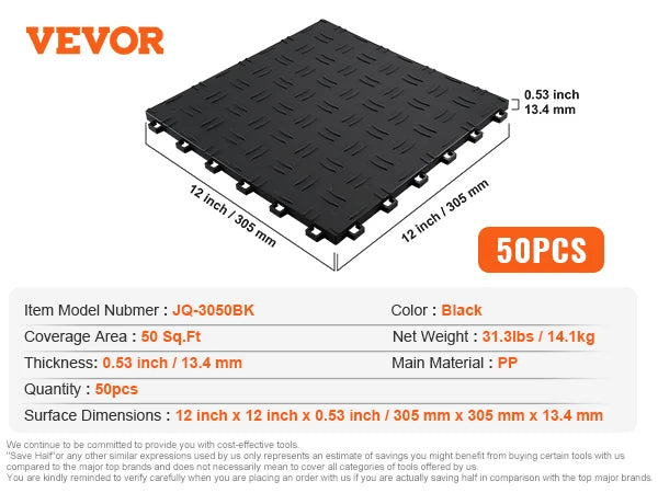 Garage Tiles Interlocking Garage Floor Covering Tiles Non-Slip Double-Sided Texture for Garages Basements Repair Shops