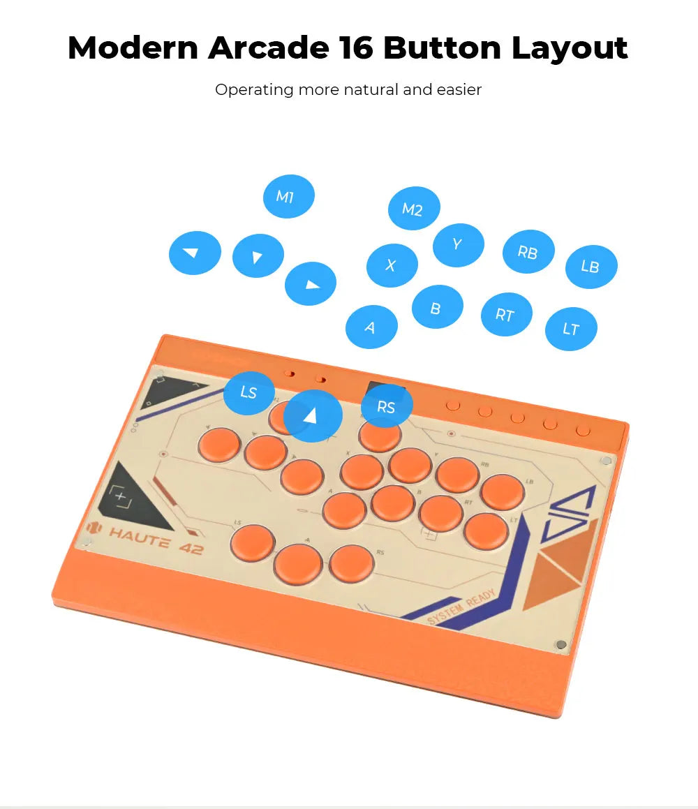 New C16 Orange Magnetic Stickless Arcade Stick Leverless Hitbox Controller for For PC/PS4/PS5/Switch Leverless Stick