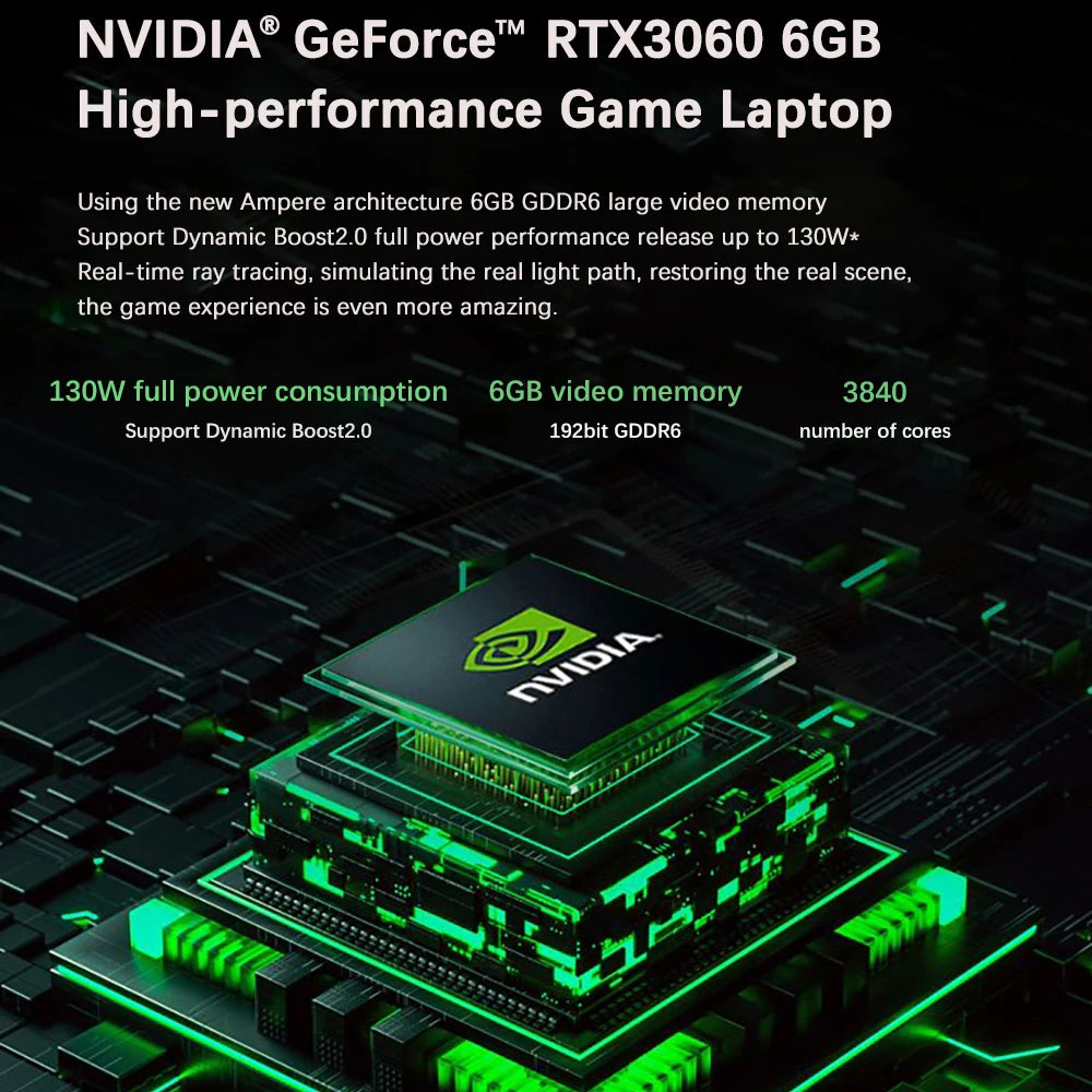 16.1 Inch Gaming Laptop Intel i7 8750H NVIDIA RTX 3060 6G 32GB DDR4 2TB SSD 144Hz RGB Keyboard WIFI 6 BT5.2 Windows11