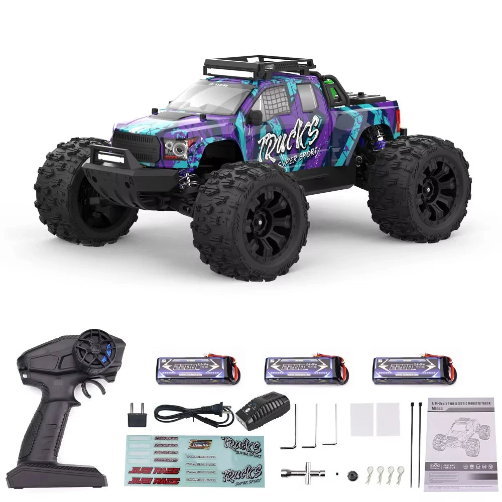 PT14R 1/14 RC Car 80km/h High Speed Off-road RC Truck Brushless 2.4G Remote Control 4WD 3S 35C 2200mAh