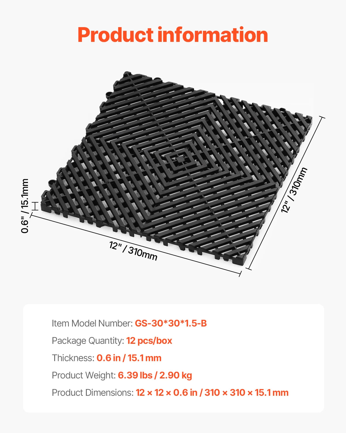 Interlocking Drainage Mat 12inx12in 12/24/40/50/55 Pcs Splicing Mats Non-Slip PP Drainage Floor Tile & Shower Mat