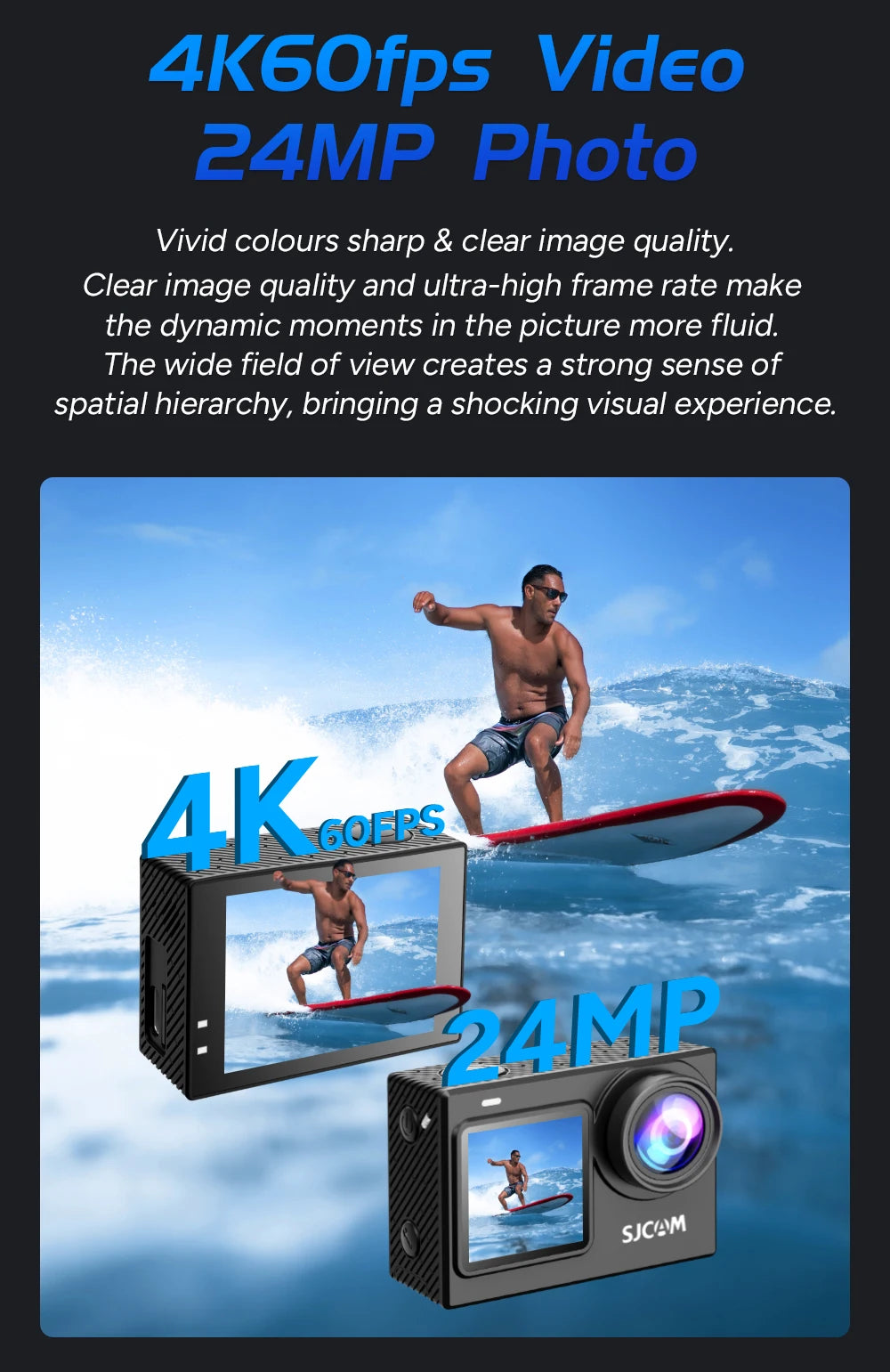 SJCAM SJ6 Pro 4K Dual Screen Action Camera Waterproof Touch Screen Sport Cam WiFi Night Vision 6-Axis Gyro Stabilization