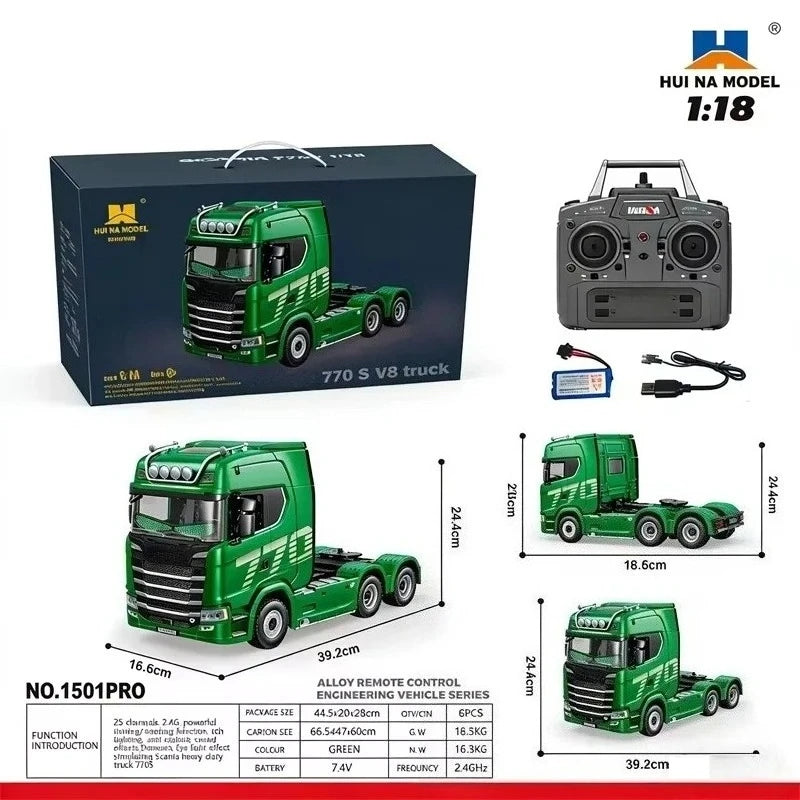 1501 770S 1502 1/18 RC Tractor 2.4G 19CH RC Engineering Trailer Truck with Lights and Sound System RC Car Model Toy Gift  HUINA 1592 1:14 Scale RC Excavator 22 Channels