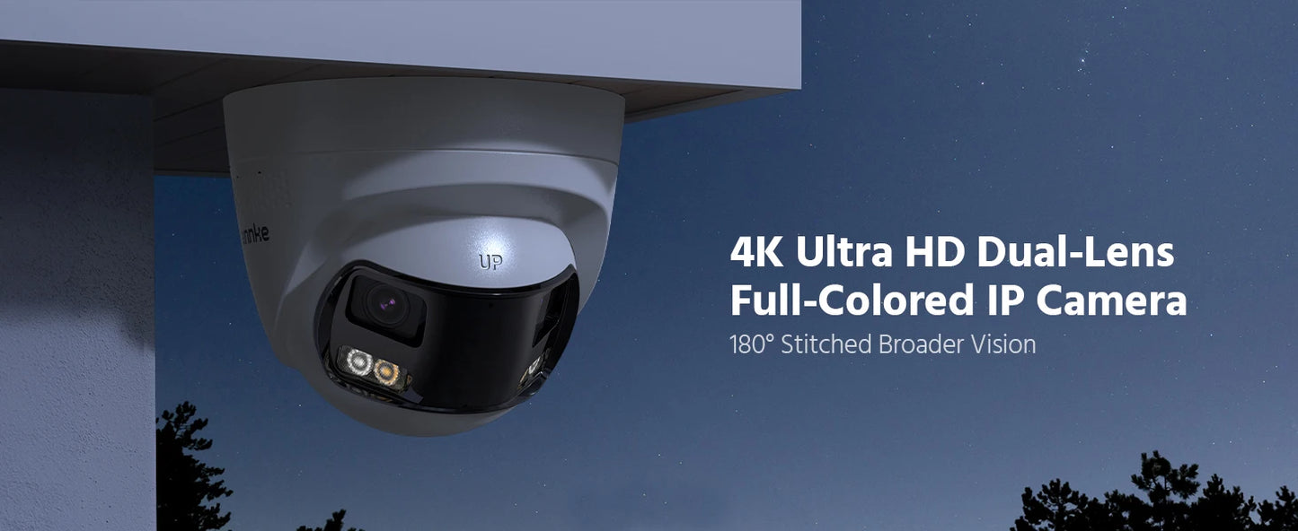ANNKE Smart Home 180° 8MP DUO POE Dual Lens Wide View Outdoor Video POE Camera,4K AI Human Detect,8MP Security CCTV Camera