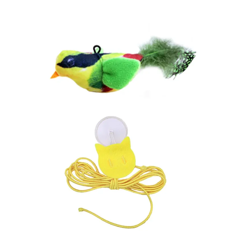 Sound Sensing Interactive Bird Cat Toy Wall Hanging Plush Catnip Kitten Teasing Chasing Toy for Indoor Cats