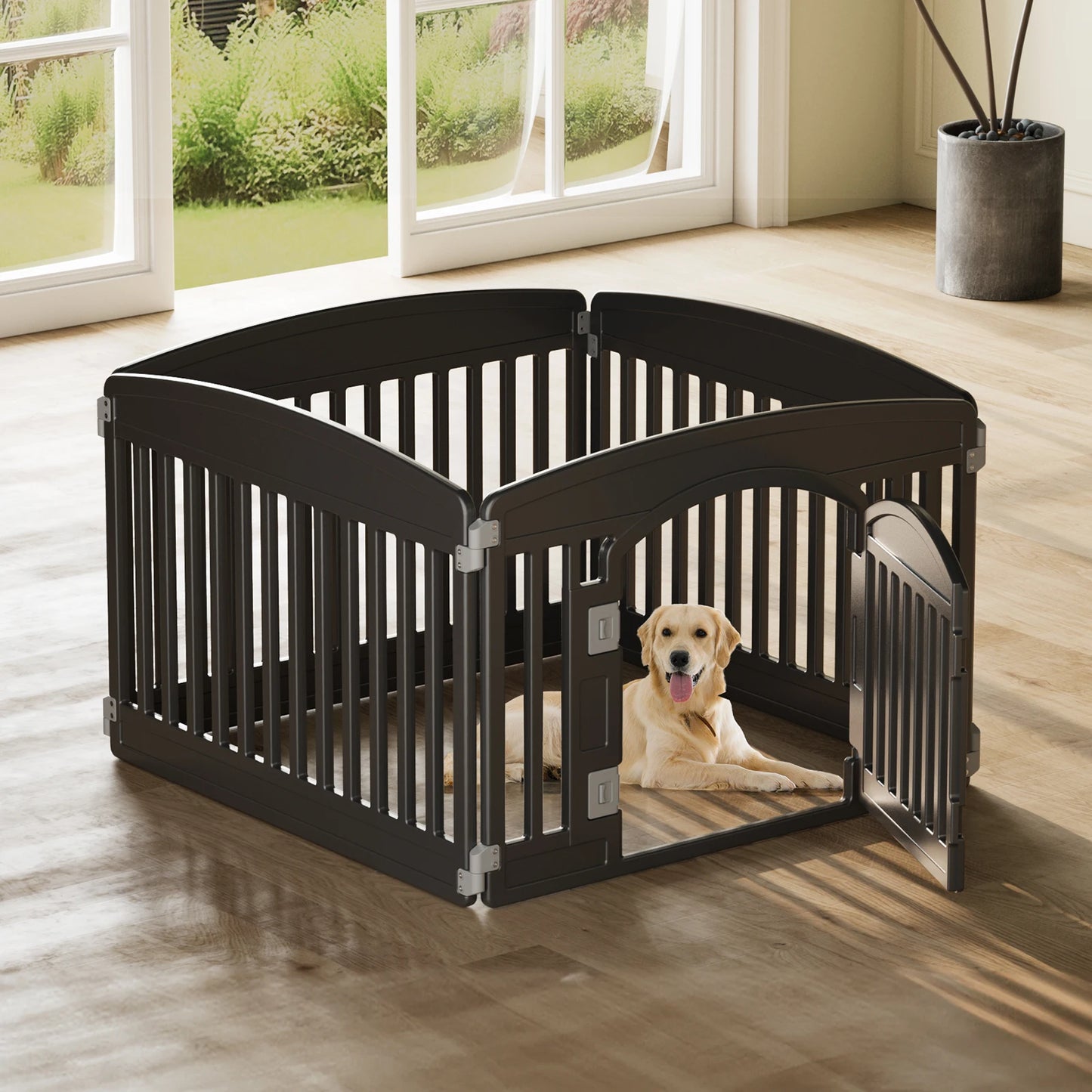 Plastic Dog Playpen 6 Panel 24IN Expandable Durable Pet Fence for Medium Dogs Indoor Outdoor Folding Portable Puppy Playpen