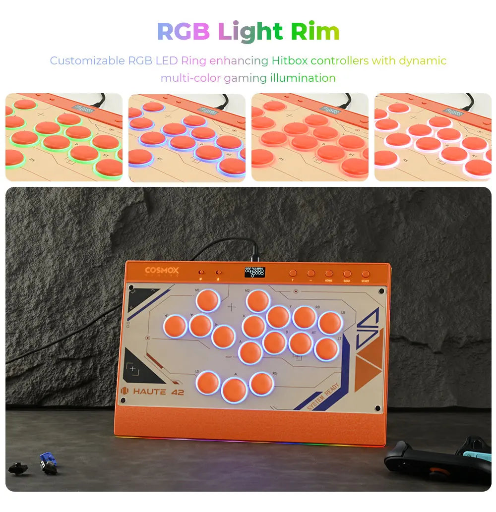 New C16 Orange Magnetic Stickless Arcade Stick Leverless Hitbox Controller for For PC/PS4/PS5/Switch Leverless Stick