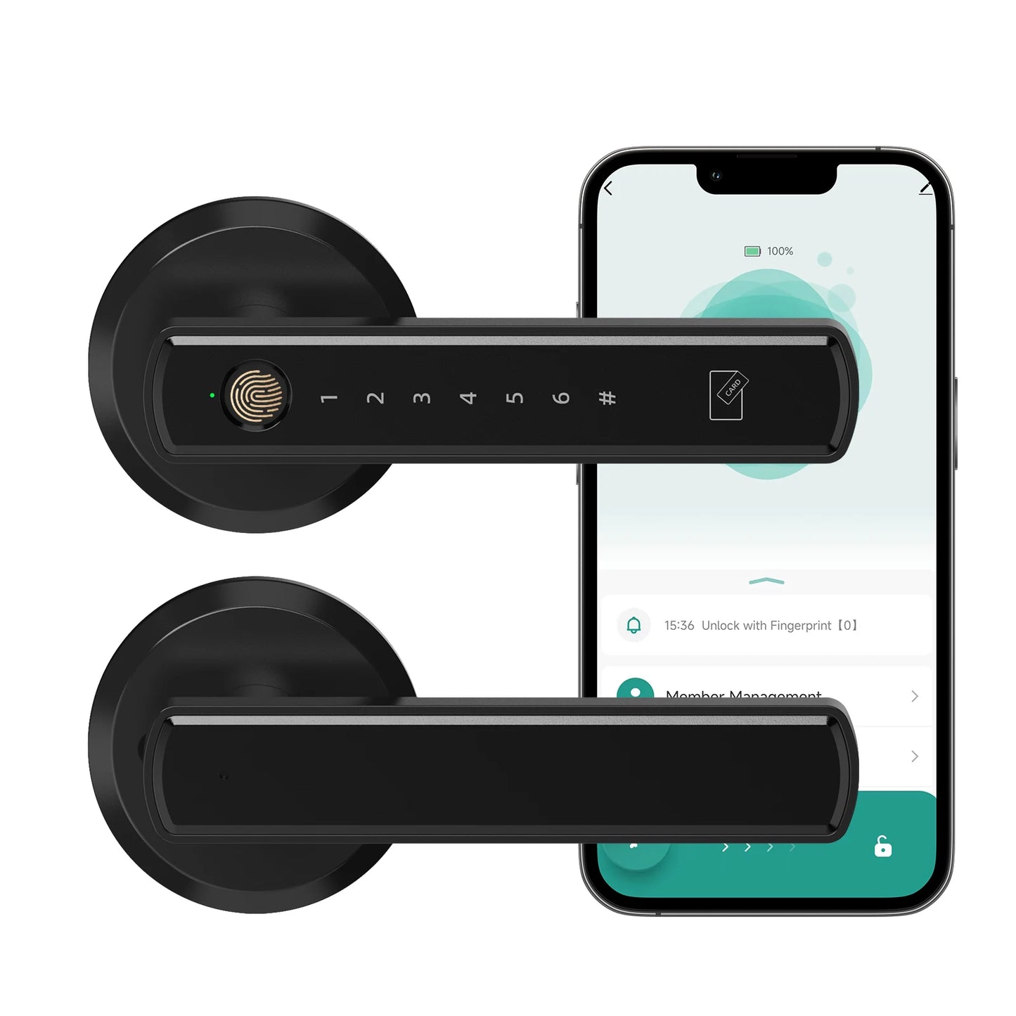 Handle Shaped Smart Lock Fingerprint Door Lock App Control Passcode Unlock Electronic Touchscreen Keypad Indoor