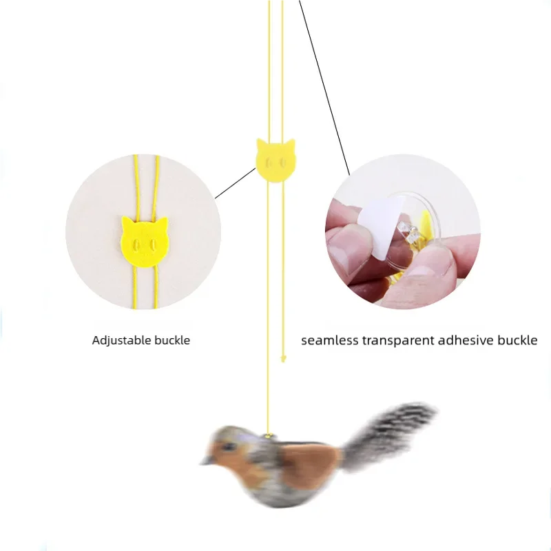 Sound Sensing Interactive Bird Cat Toy Wall Hanging Plush Catnip Kitten Teasing Chasing Toy for Indoor Cats