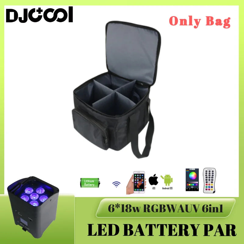 4pcs LED Battery Powered Par Light with bag or 8pcs 6*18w RGBWAUV 6in1 Light with Flightcase Auto/Sound/DMX/Wifi/APP/Remote